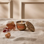 Thymes Pumpkin Laurel Candle Tin With Gold Lid - Fall Scented Candle With Notes Of Nutmeg, Cinnamon, Clove, Pumpkin, And Orange