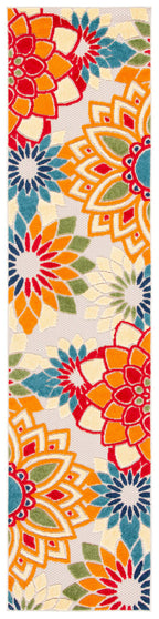 Safavieh Cabana Collection 2'2' X 7' Ivory/Orange Cbn328A Floral Indoor/ Outdoor Non-Shedding Easy Cleaning Patio Backyard Porc