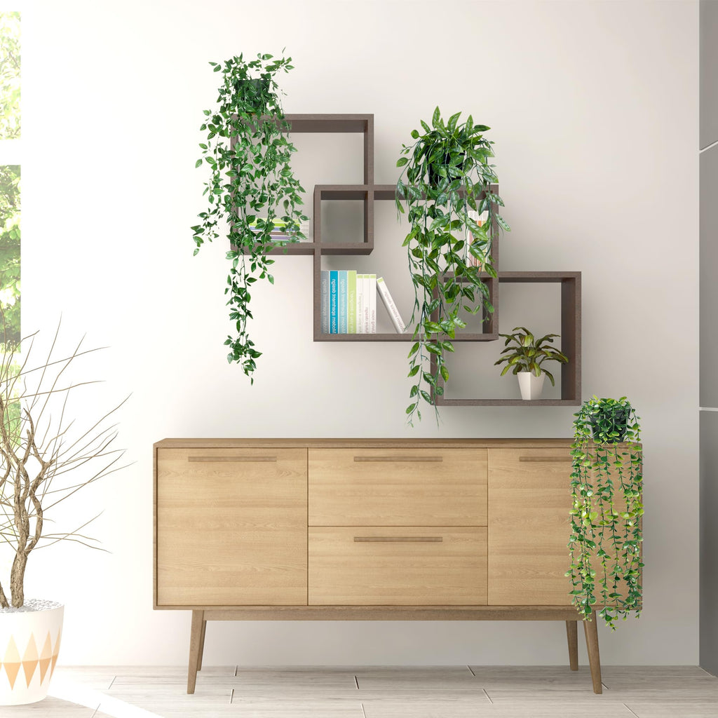 Sggvecsy Fake Hanging Plants 3 Pack Artificial Eucalyptus Fake Potted Greenery Faux Eucalyptus Mandala Vine Pea Pod For Home Ind