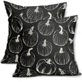 Aytipun Black Fall Pumpkin Pillow Covers 18X18 Set Of 2 Autumn Themed Thanksgiving Cream Print Decorative Throw Pillows Outdoor
