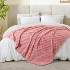Bedelite Fleece Blanket Twin Blanket For Bed Couch, 3D Jacquard Decorative Dusty Pink Throw Blanket, Soft And Cozy Warm Plush Fu