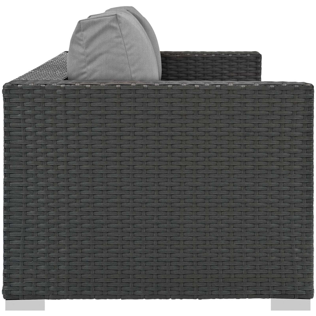 Modway EEI-1860 Sojourn Wicker Rattan Outdoor Patio Sunbrella Fabric Sofa in Canvas Gray