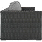 Modway EEI-1860 Sojourn Wicker Rattan Outdoor Patio Sunbrella Fabric Sofa in Canvas Gray