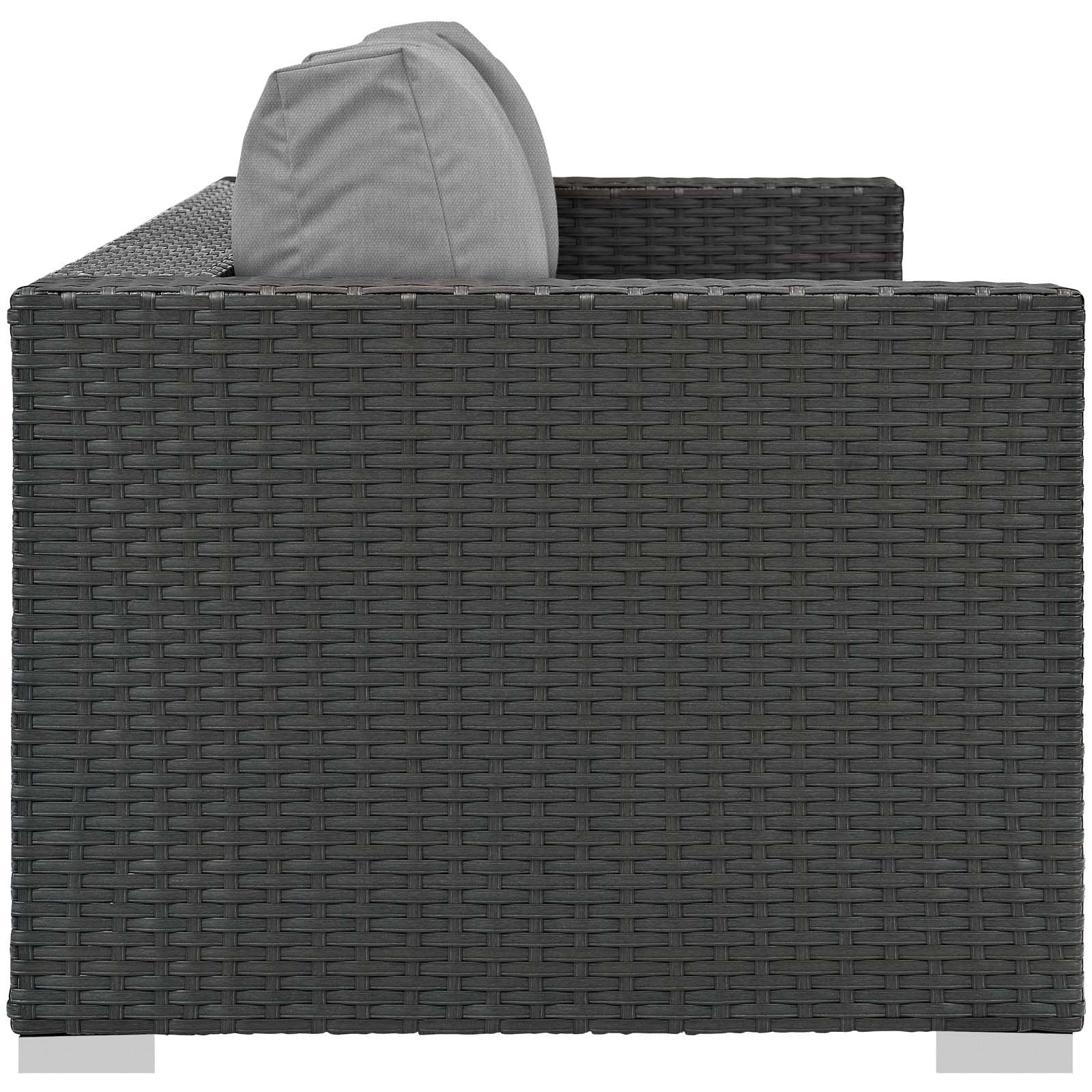 Modway EEI-1860 Sojourn Wicker Rattan Outdoor Patio Sunbrella Fabric Sofa in Canvas Gray