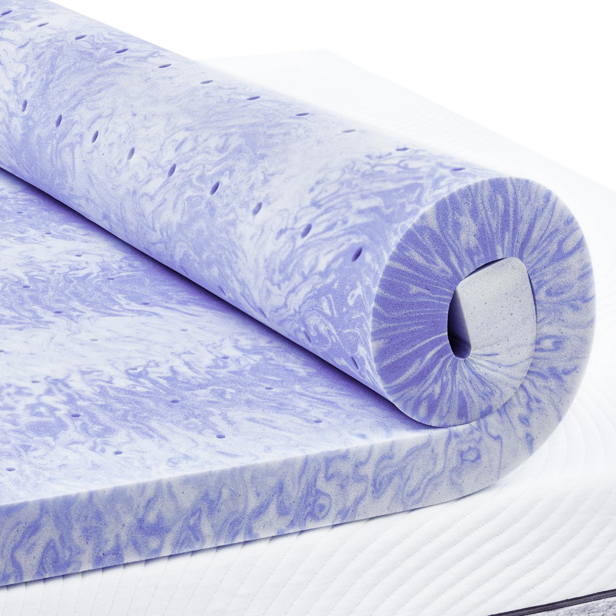 Perlecare 3 Inch Twin Xl Memory Foam Mattress Topper For Pressure Relief, Cooling Gel Infusion, Certipur-Us Certified Purple, Pc