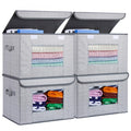 Univivi Fabric Foldable Storage Boxes [4-Pack] Large Collapsible Stackable Storage Bins with Lids, Closet Organizers and Storage