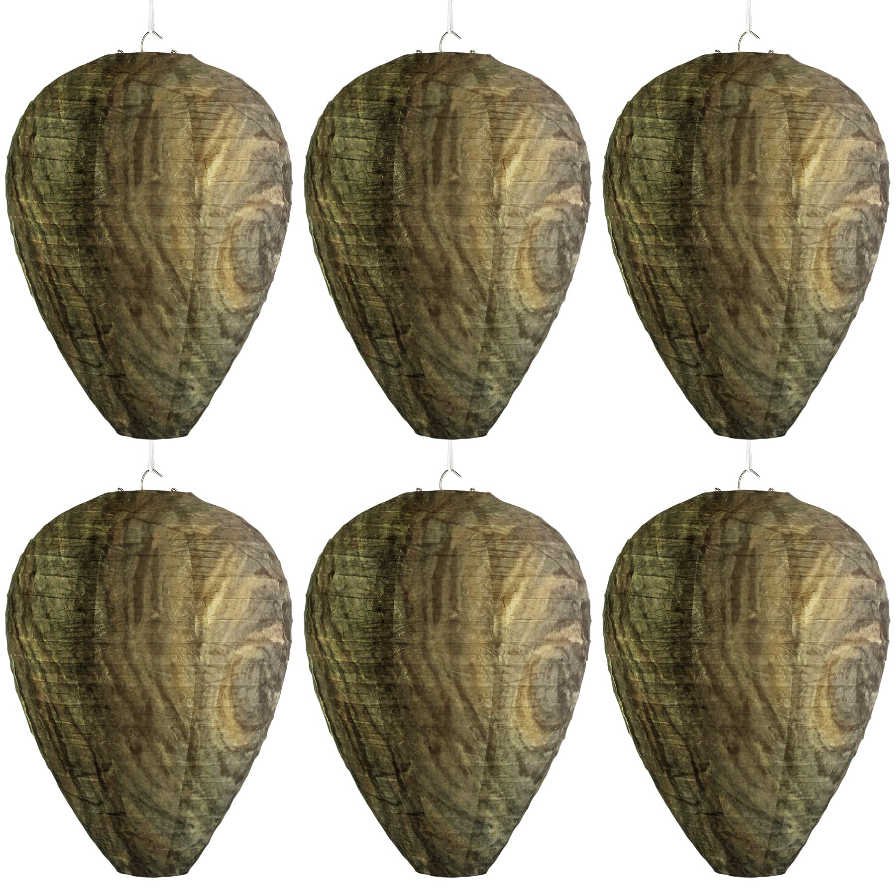 6 Pack Wasp Nest Decoy Hanging Wasp Deterrent For Wasps Hornets Yellow Jackets