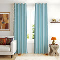 Decoholic Sky Blue Polyester Window Curtains 5 Feet | Darkening Faux Texture Plain Drapes with Eyelets | Set of 2 Panels for Liv