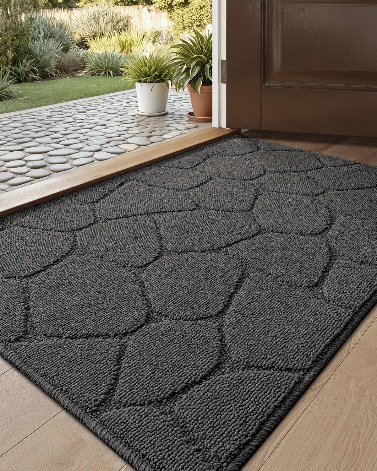 DEXI Front Door Entryway Mat Non Slip, 2x3 ft Washable Inside Entrance for House Floor Low Profile, Thin Entry Doormat Absorbent