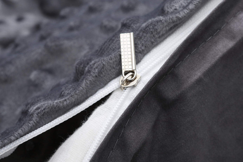 F.Y.Dreams Weighted Blanket Duvet Cover 60X80 Inches With 8 Ties,Zipper On Long Side/Cotton&Minky Dot, Dark Grey/Just Duvet Cove