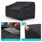 Brosyda Heavy Duty Patio Sofa Cover, Waterproof 3-Seater Outdoor Sofa Cover Patio Furniture Covers For Outdoor Furniture Loveseat Couch, 78' L×33' D×32' H, Black