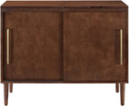 Crosley Furniture Everett Media Console and Record Player Stand with Storage for Vinyl Records, Mahogany