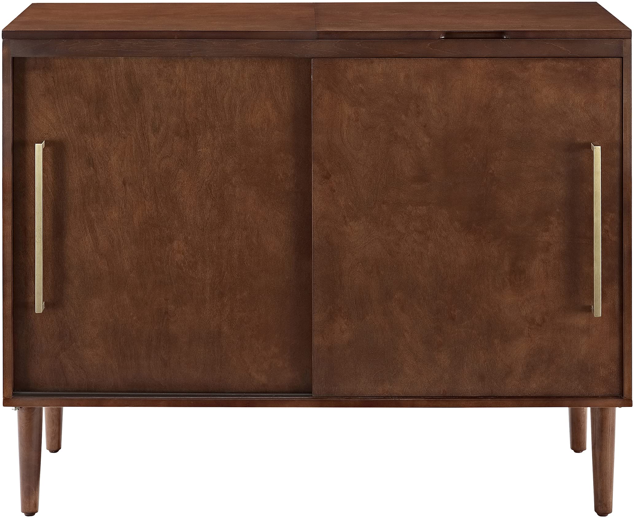 Crosley Furniture Everett Media Console and Record Player Stand with Storage for Vinyl Records, Mahogany