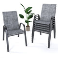 CHINNLUU Outdoor Patio Chairs Set of 6 Stackable Dining Chairs All-Weather Textilene Furniture Set for Pool Deck, Backyard, Gard