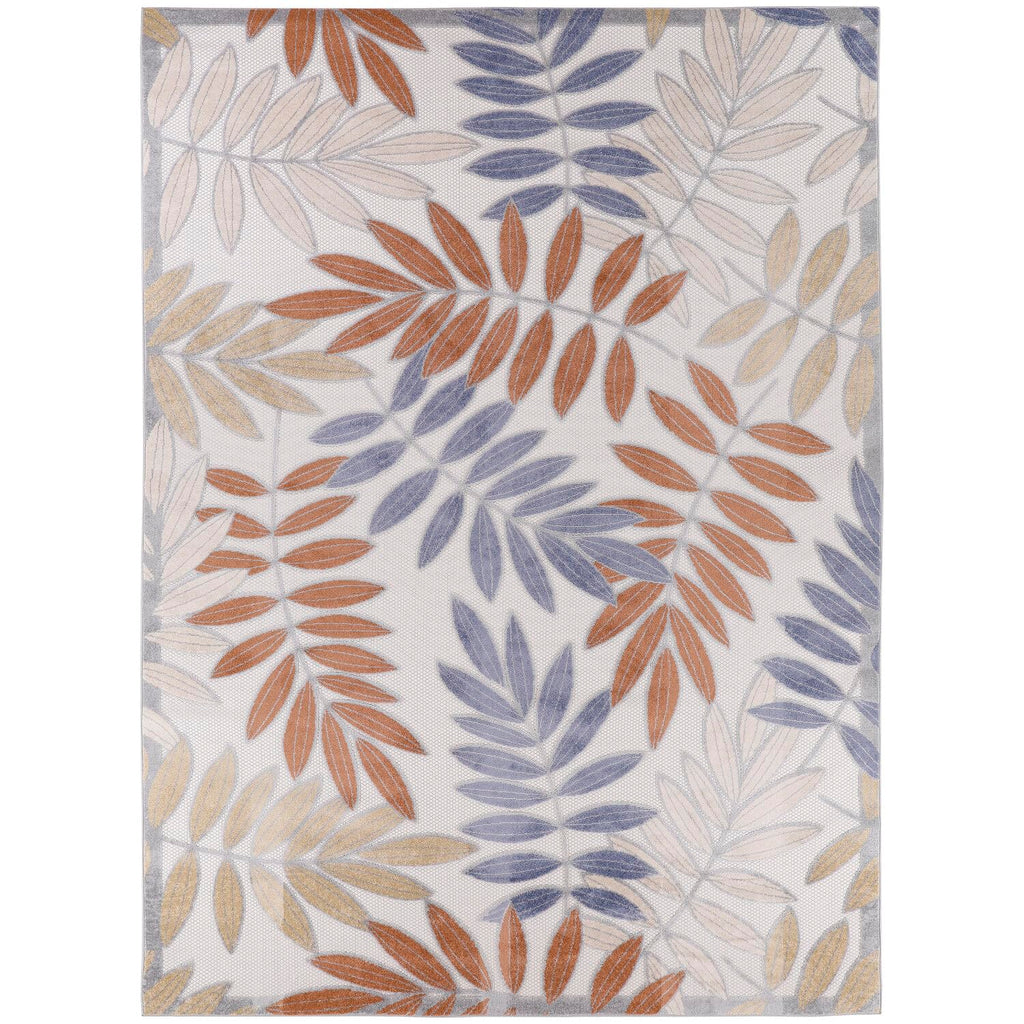Nourison Aloha Indoor/Outdoor Blue Mocha 7'10' X 10'6' Area Rug, Easy Cleaning, Non Shedding, Bed Room, Living Room, Dining Room, Backyard, Deck, Patio (8X11)