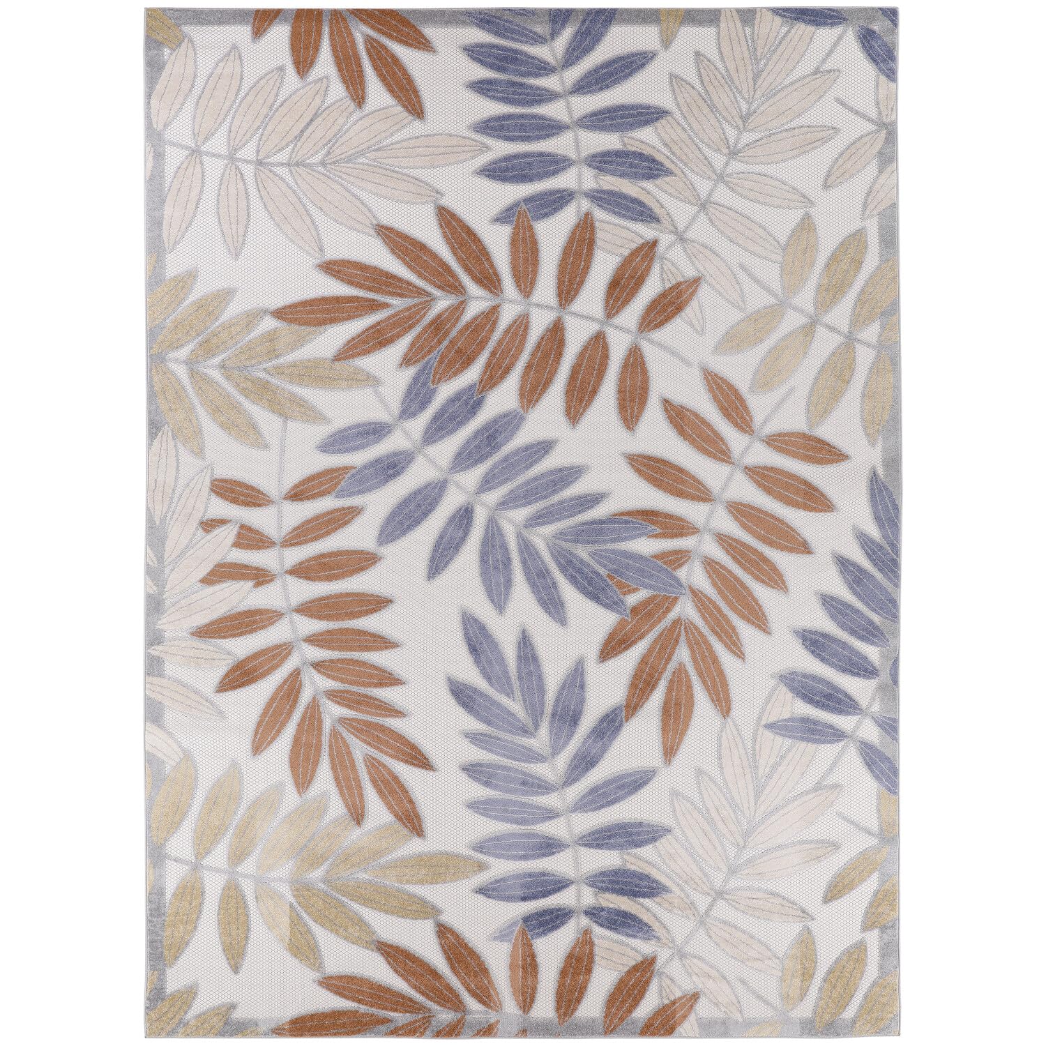 Nourison Aloha Indoor/Outdoor Blue Mocha 7'10' X 10'6' Area Rug, Easy Cleaning, Non Shedding, Bed Room, Living Room, Dining Room, Backyard, Deck, Patio (8X11)