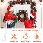 15' Clear Wreath-Hanger Non Scratch Over The Door Hooks,2 Pack Wreath-Door-Hanger Easter Halloween Christmas Decoration,Welcome