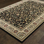 HomeRoots 509105 10 x 13 ft. Black & Ivory Oriental Power Loom Stain Resistant Rectangle Area Rug