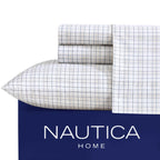 Nautica - Queen Sheets, Premium Cotton Percale Bedding Set, Plaid Bedding Set, Oeko-Tex Certified (Malor Plaid Blue, Queen)