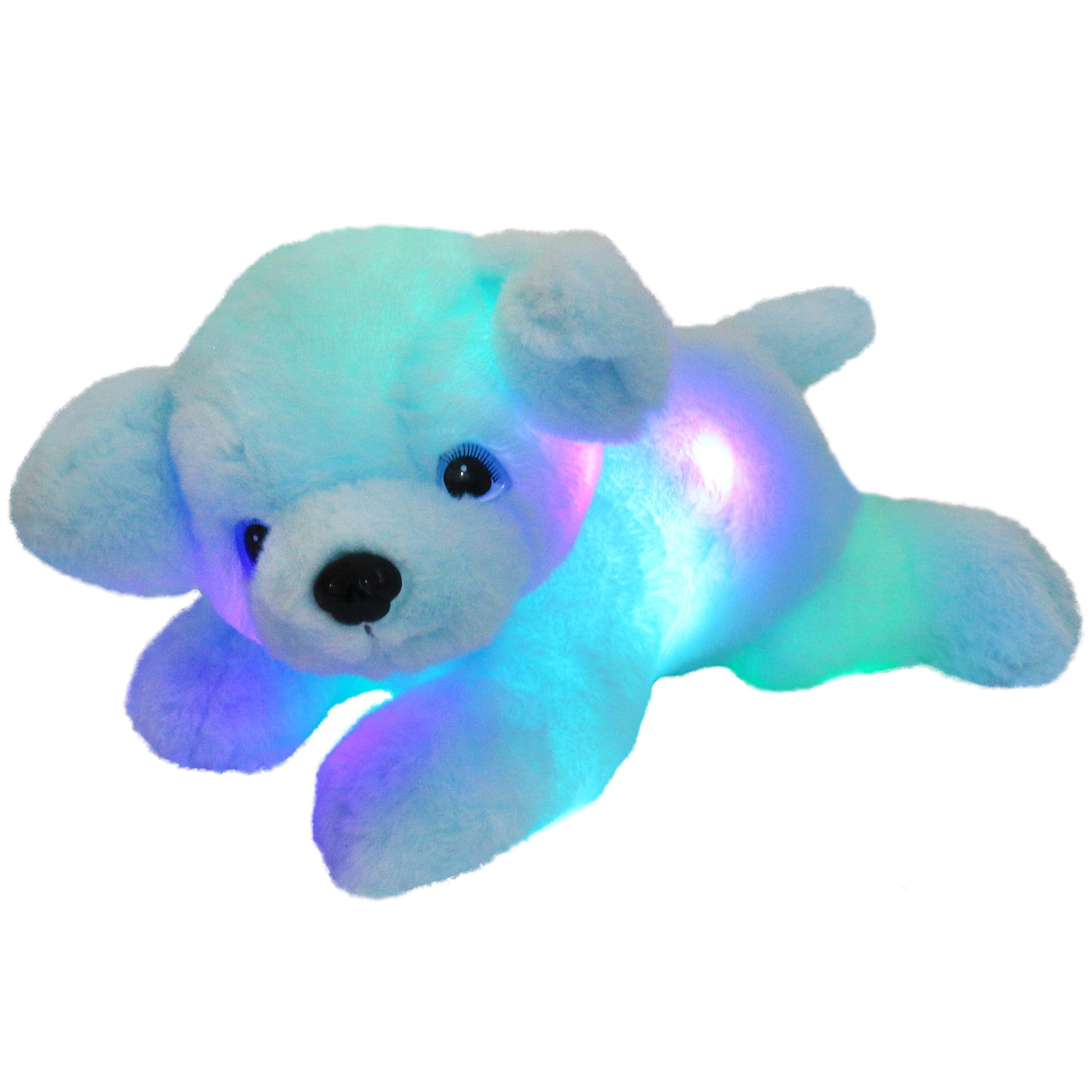 Glow Guards 15' Blue Light Up Puppy Dog Stuffed Animal Soft Plush Toy Pillow With Led Night Lights Glow Bedtime Pal Christmas C