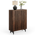 LITTLE TREE 6-Tier Shoe Cabinet with Doors for Up to 24 Pairs, Large Wooden Shoe Storage Cabinet with Adjustable Shelves, Retro 