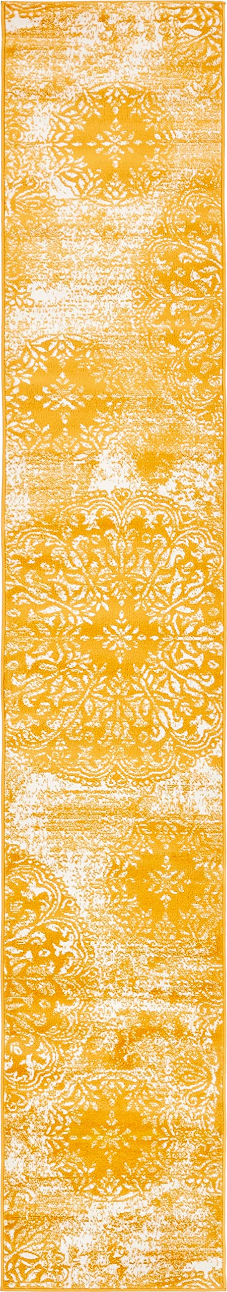 Unique Loom Sofia Collection Area Rug - Grand (2 x 13 1 Runner, Yellow/ Ivory)