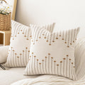 Lilepoy Boho Throw Pillow Covers 20X20 Set Of 2 Neutral Decorative Textured Cushion Case Farmhouse Pillowcase Modern Square Pill