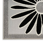 Nourison Aloha Indoor/Outdoor Black White 7'10' X 10'6' Area Rug, Easy Cleaning, Non Shedding, Bed Room, Living Room, Dining Room, Kitchen (8X11)