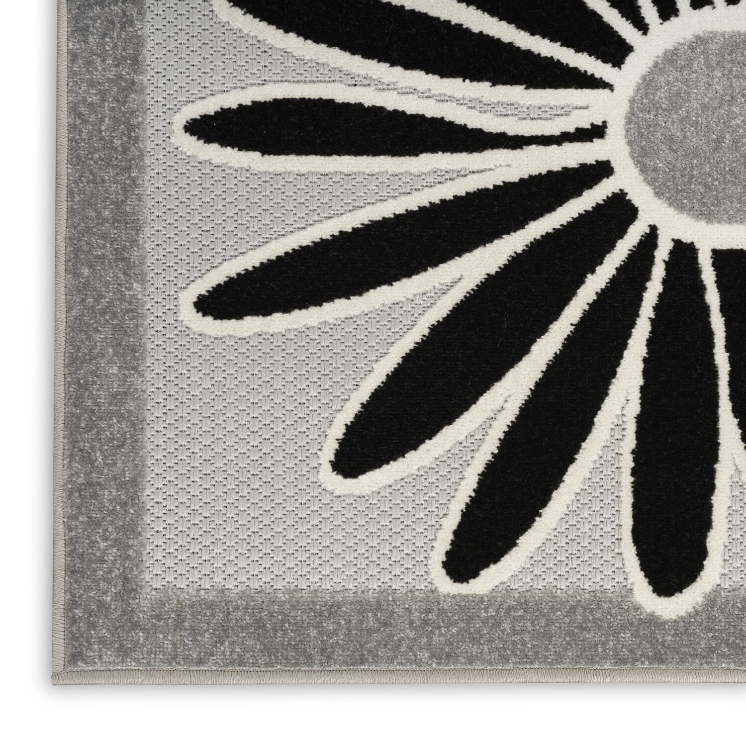 Nourison Aloha Indoor/Outdoor Black White 9' X 12' Area Rug, Easy Cleaning, Non Shedding, Bed Room, Living Room, Dining Room, Kitchen (9X12)