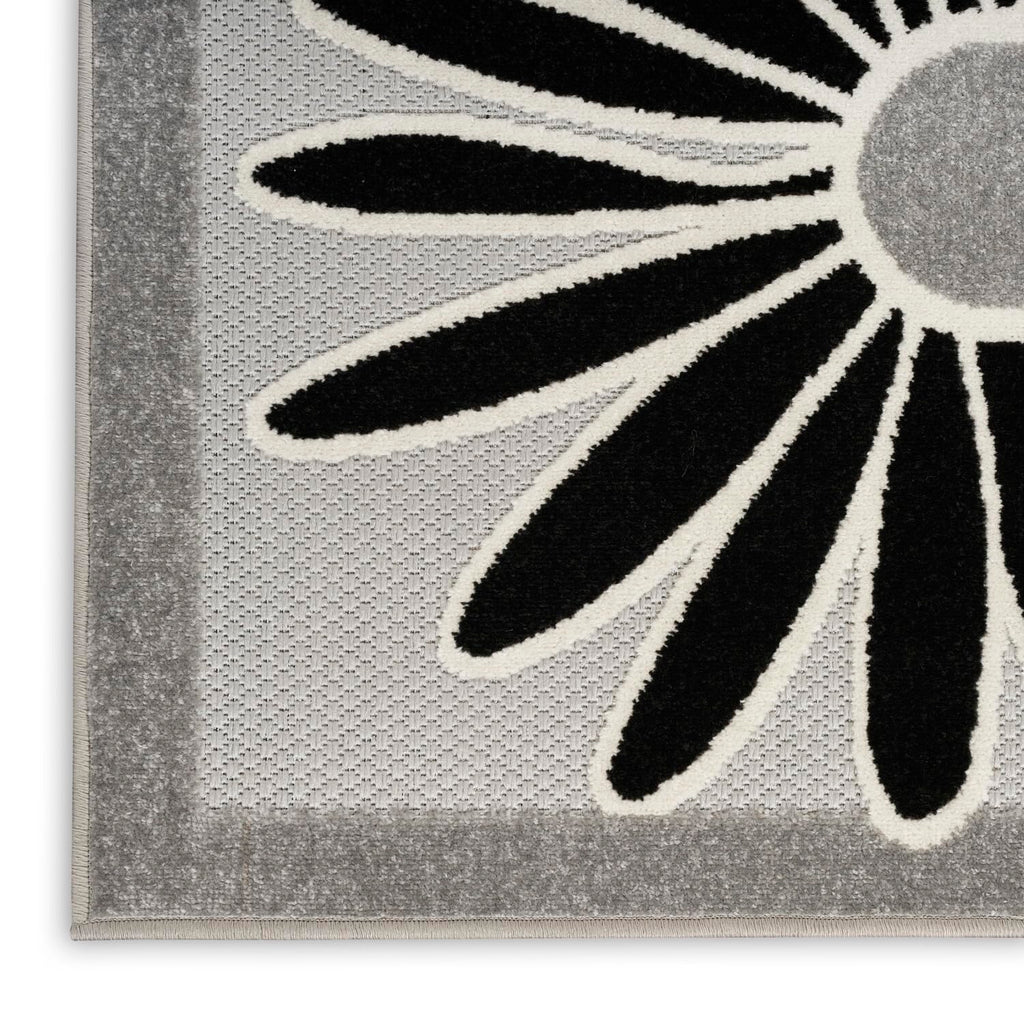 Nourison Aloha Indoor/Outdoor Black White 7' X 10' Area Rug, Easy Cleaning, Non Shedding, Bed Room, Living Room, Dining Room, Kitchen (7X10)