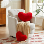 Easttree Heart Pillows, Red Heart Shaped Pillows, Love Throw Pillows Gifts, Ultra Faux Rabbit Fur Soft Small Cute Fluffy Pillows