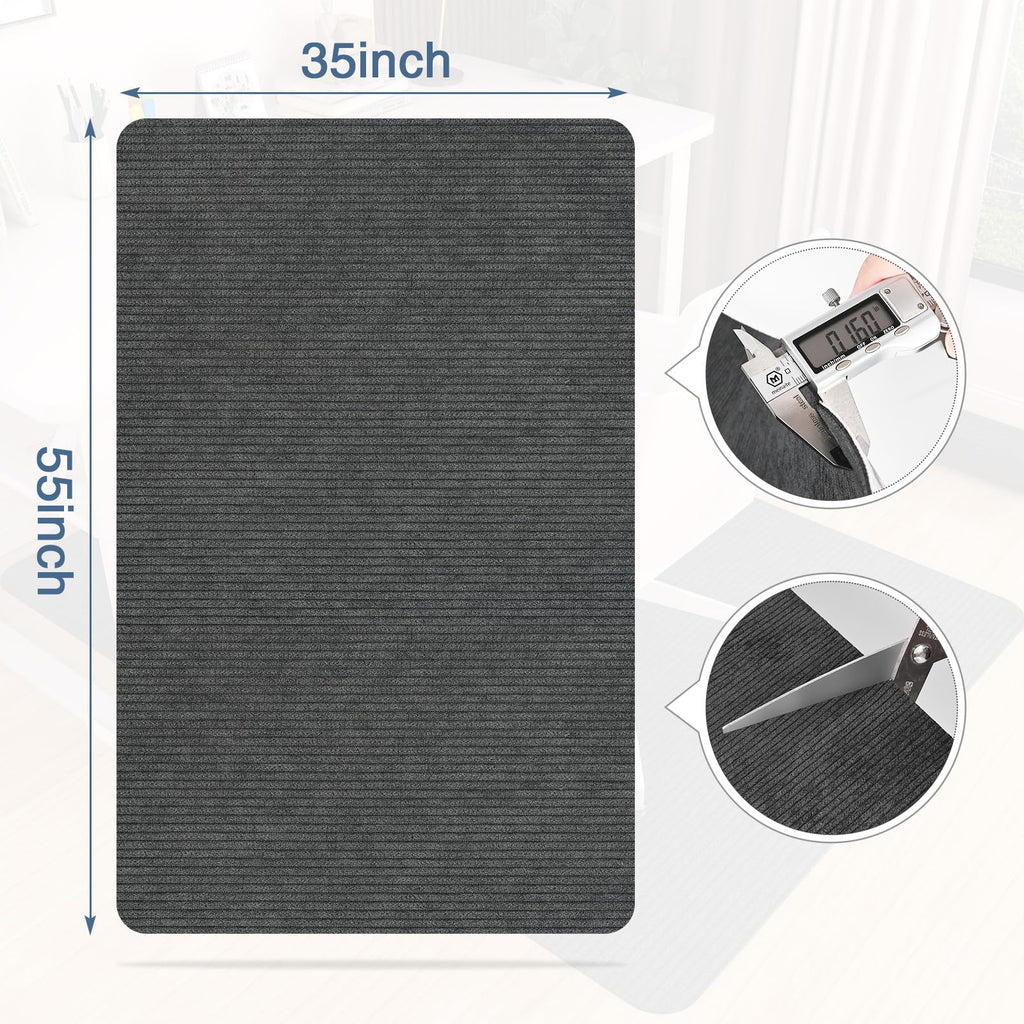 Placoot Desk Chair Mat For Hardwood Floor Corduroy Surface 55'X35' Office Chair Mat For Rolling Chairs,Large Anti-Slip Backing Under Desk Low-Pile Office Rug Floor Mat For Office/Home