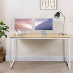 Zinus Jennifer 55 Inch White Frame Desk, Computer Workstation, Office Desk, Dining Table, Easy Assembly, Natural