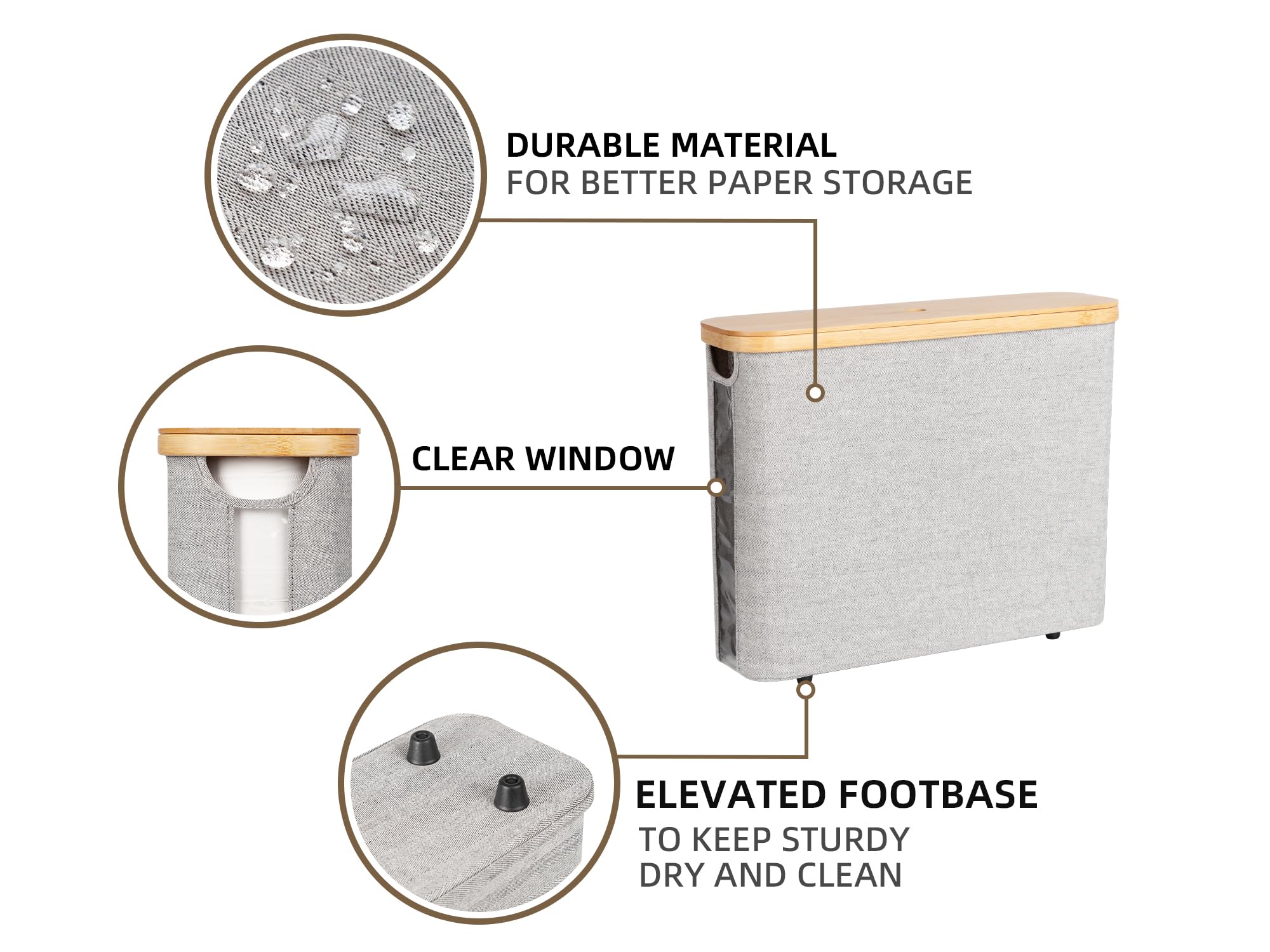 Storageworks Toilet Paper Storage Basket, Toilet Paper Roll Storage With Bamboo Lid, Large Toilet Paper Holder For Up To 9 Mega