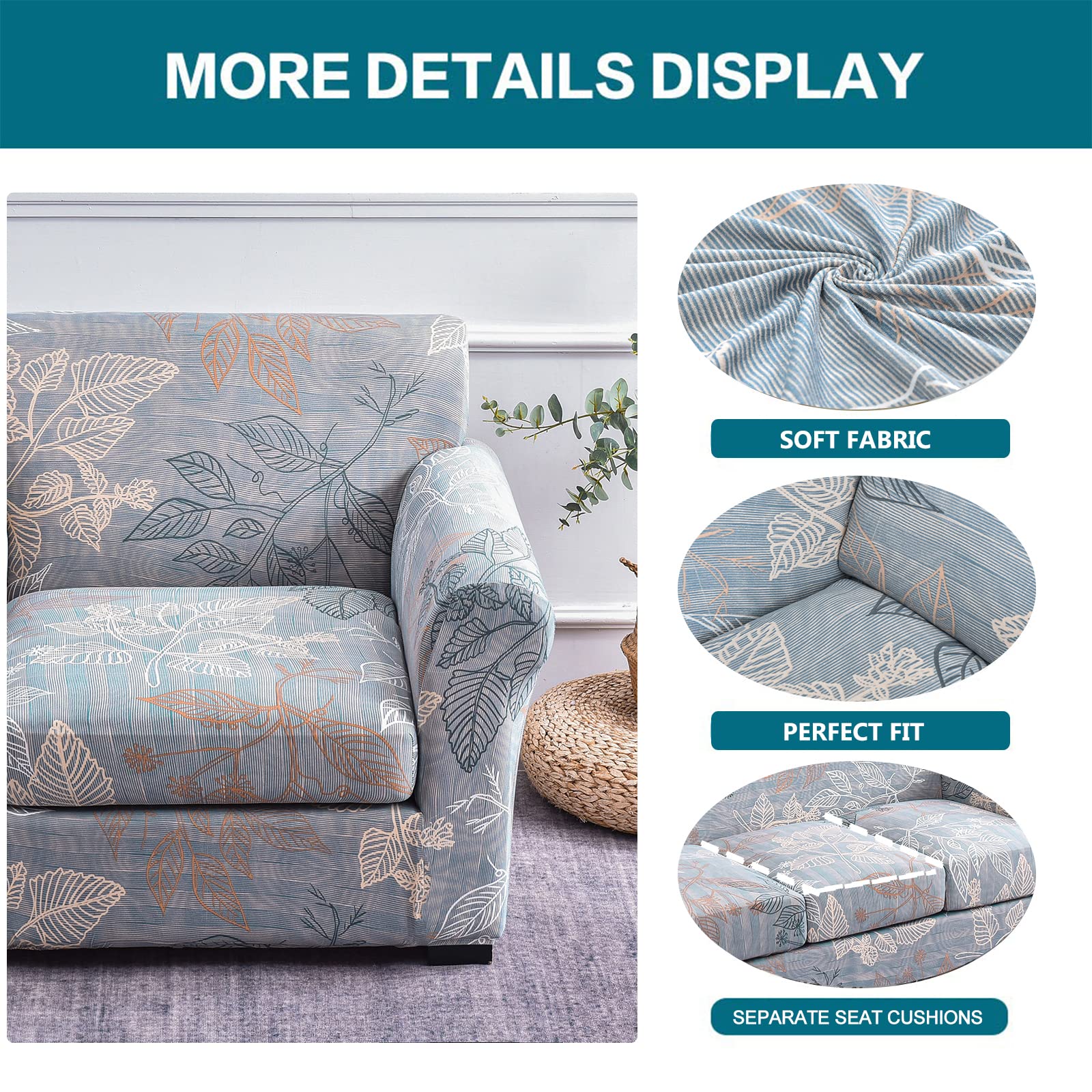 Krfoonn 2 Piece Chair Covers Printed Sofa Covers Couch Covers Washable Armchair Sofa Couch Slipcover Furniture Protector With El