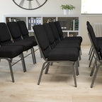 Flash Furniture Hercules Series 21''W Church Chair In Black Fabric With Book Rack - Silver Vein Frame