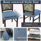 Buyue Luxury Dining Room Chair Covers Set Of 6, Easy Installation Stretchy Jacquard Armless Kitchen Chair Seat Protectors, Rear Covered- Sky Blue- 6