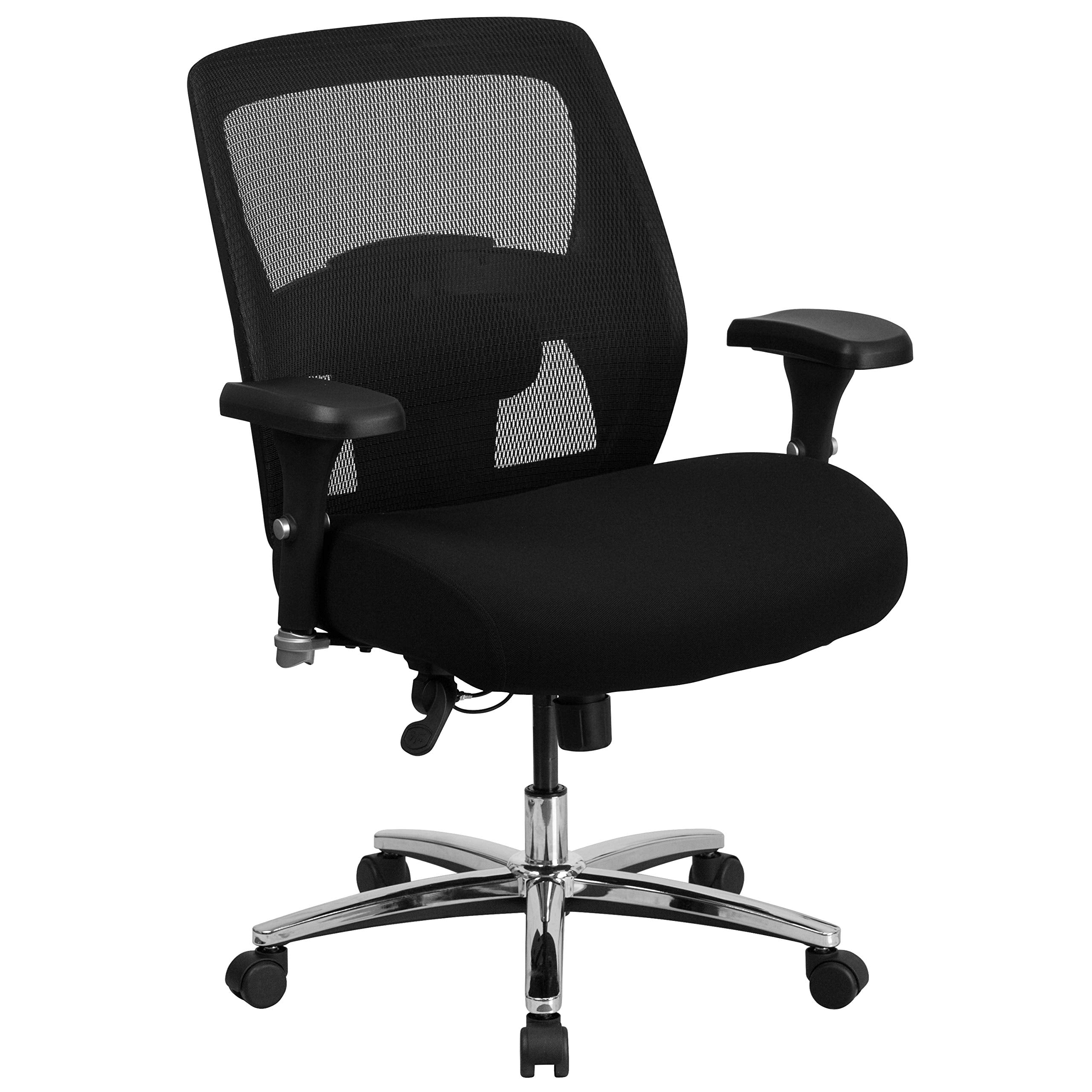 Flash Furniture Hercules Series Big & Tall Swivel Office and Gaming Chair, Ergonomic Mesh Office Chair with Padded Seat and Ratchet Back, Black - Thumbnail 4