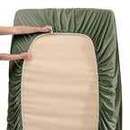 Nestl Extra Deep Pocket Sheets - Fits Mattress 18-24 Inches Deep, Extra Deep Pocket Twin Sheets Sets, 3 Piece Twin Size Sheets, Twin Sheets Deep Pocket, Olive Green Sheets