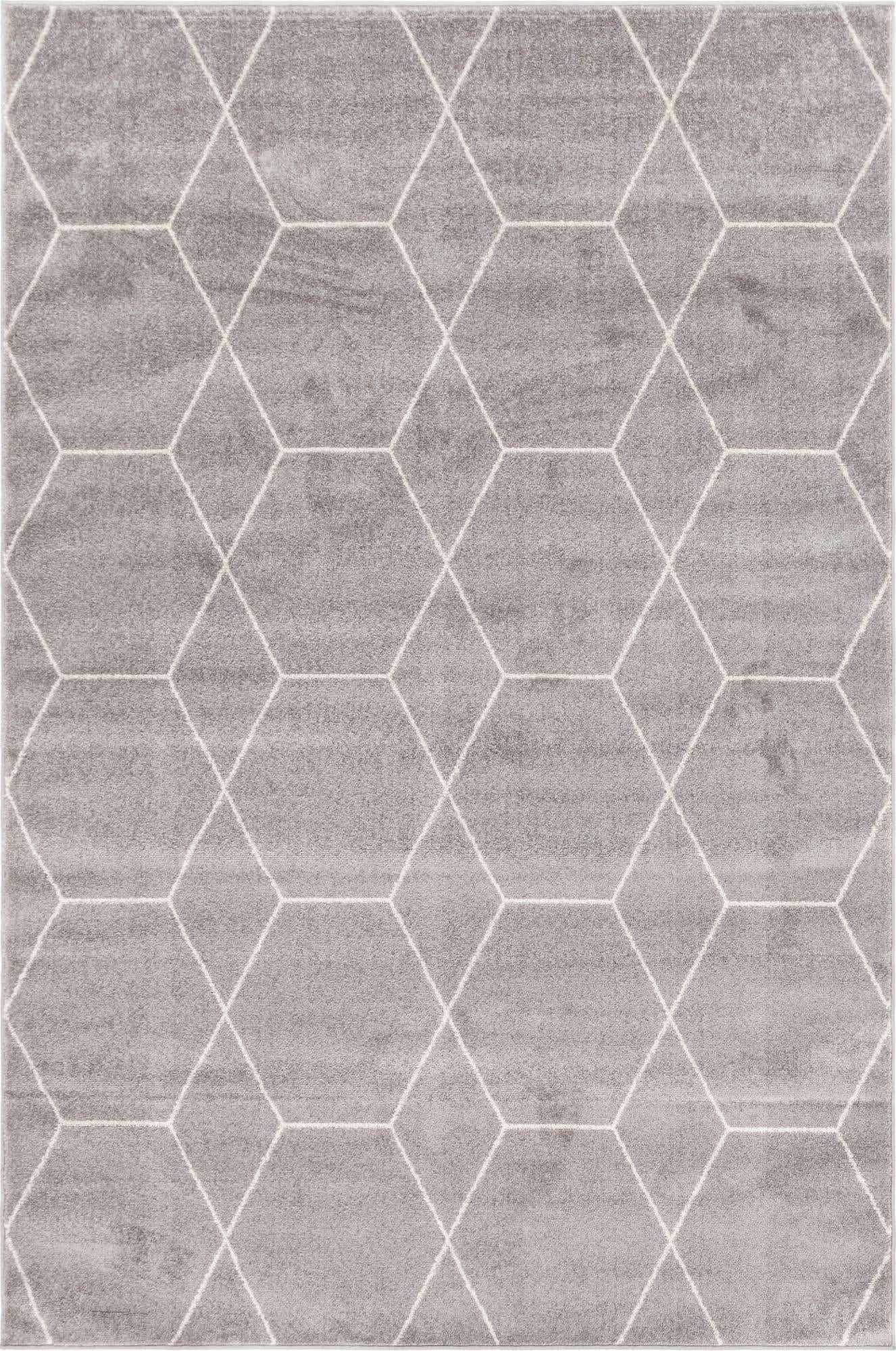 Unique Loom Trellis Frieze Collection Area Rug - Geometric (6 1 x 9, Light Gray/ Ivory)