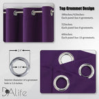 Dualife Dark Purple Room Darkening Window Curtain Panels For Bedroom 72 Inch Length Set Of 2 Panels Grommet Top Purple Solid Bla