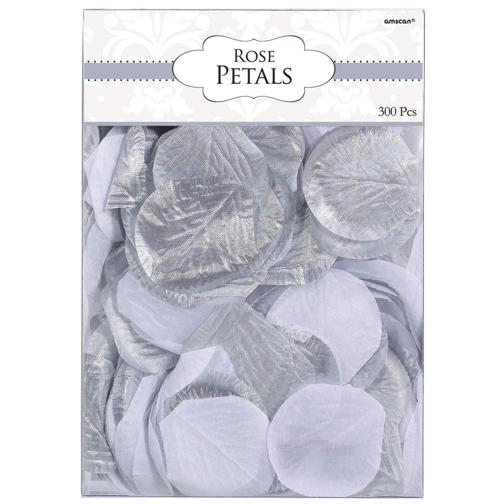 Amscan Silver & White Fabric Confetti Petals - 2'' (Pack Of 300) - Elegant Table Decorations For Weddings, Events & Diy Crafts