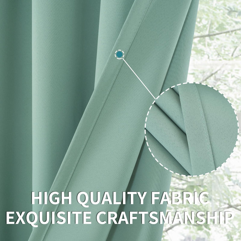Bgment Rod Pocket Blackout Curtains For Bedroom - Thermal Insulated Room Darkening Curtain For Living Room, Light Sage, 42 X 84 Inch, 2 Panels
