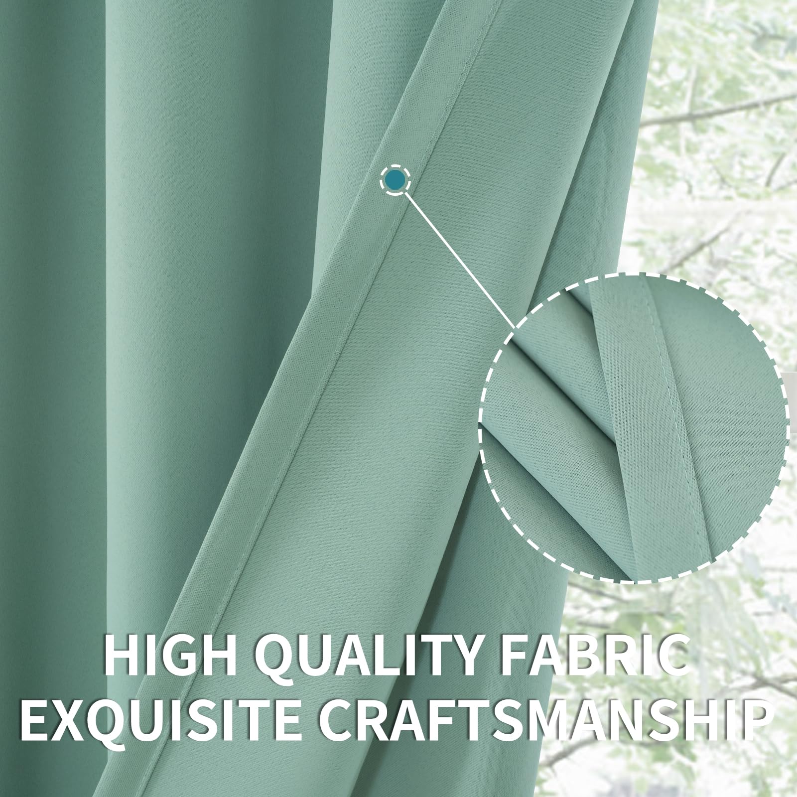 Bgment Rod Pocket Blackout Curtains For Bedroom - Thermal Insulated Room Darkening Curtain For Living Room, Light Sage, 42 X 84 Inch, 2 Panels