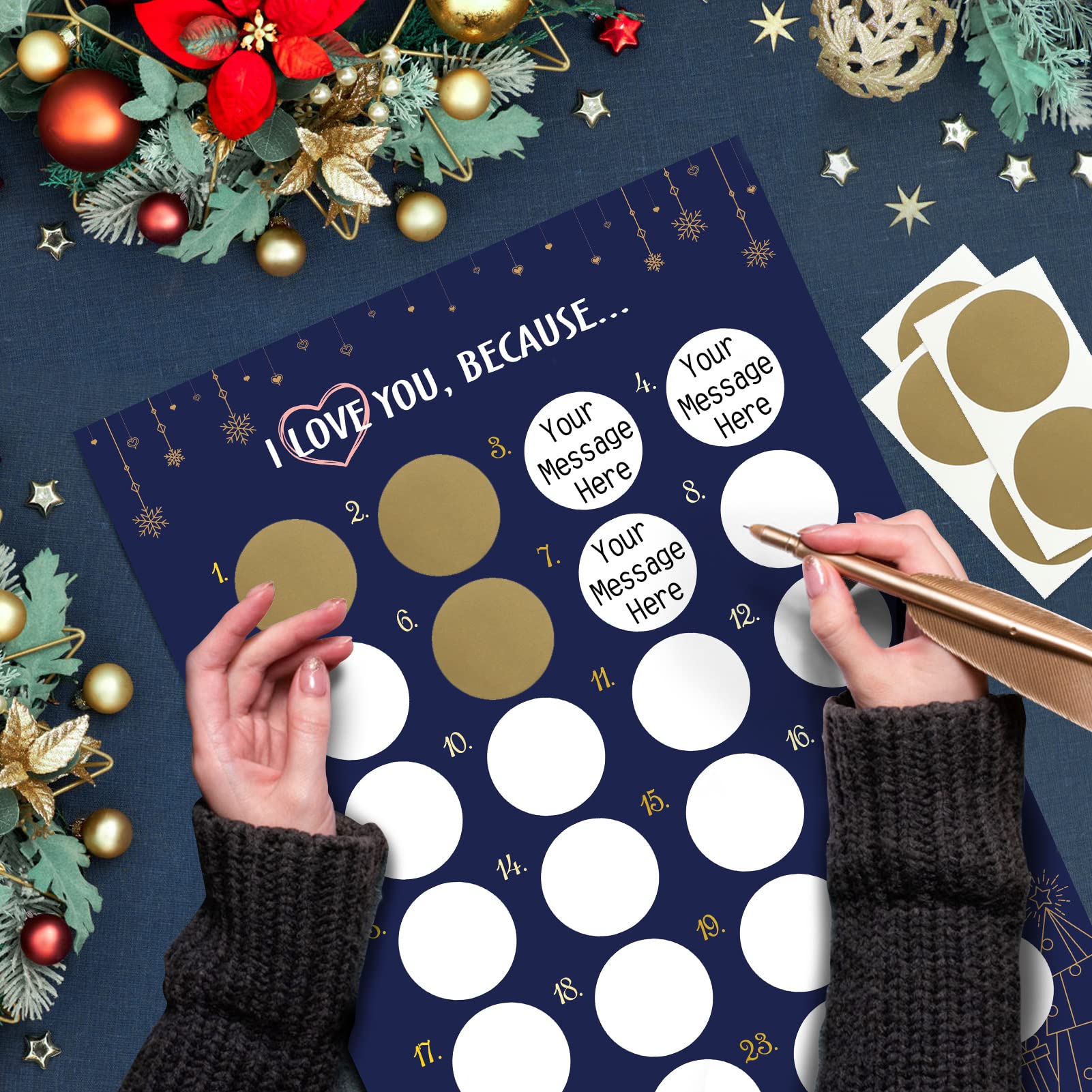 Kesote Christmas Advent Calendar 2024 Scratch Off Poster Card For Adults And Kids 16.5'  12' Diy Advent Calendar(I Love You, B