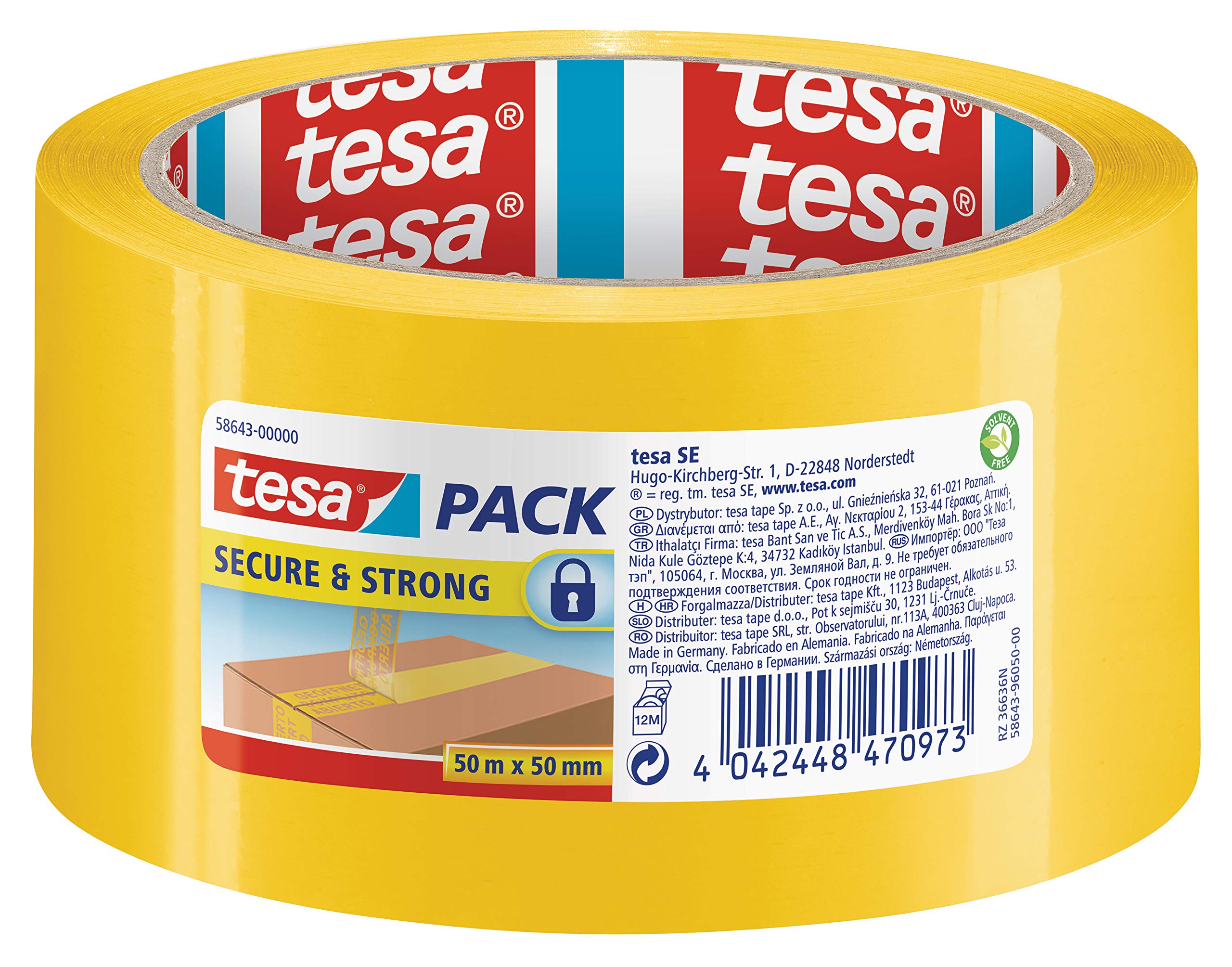 Tesapack Secure And Strong - Yellow Packaging Tape With Sealing Effect For A Safe Transport Route