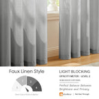 Melodieux Silver Gray Semi Sheer Curtains 96 Inches Long For Living Room, Bedroom Faux Linen Texture Rod Pocket Privacy Sheer Dr