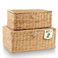 84ECO Set of 2 Wicker Baskets with Lid  Decorative Storage Boxes with Lid