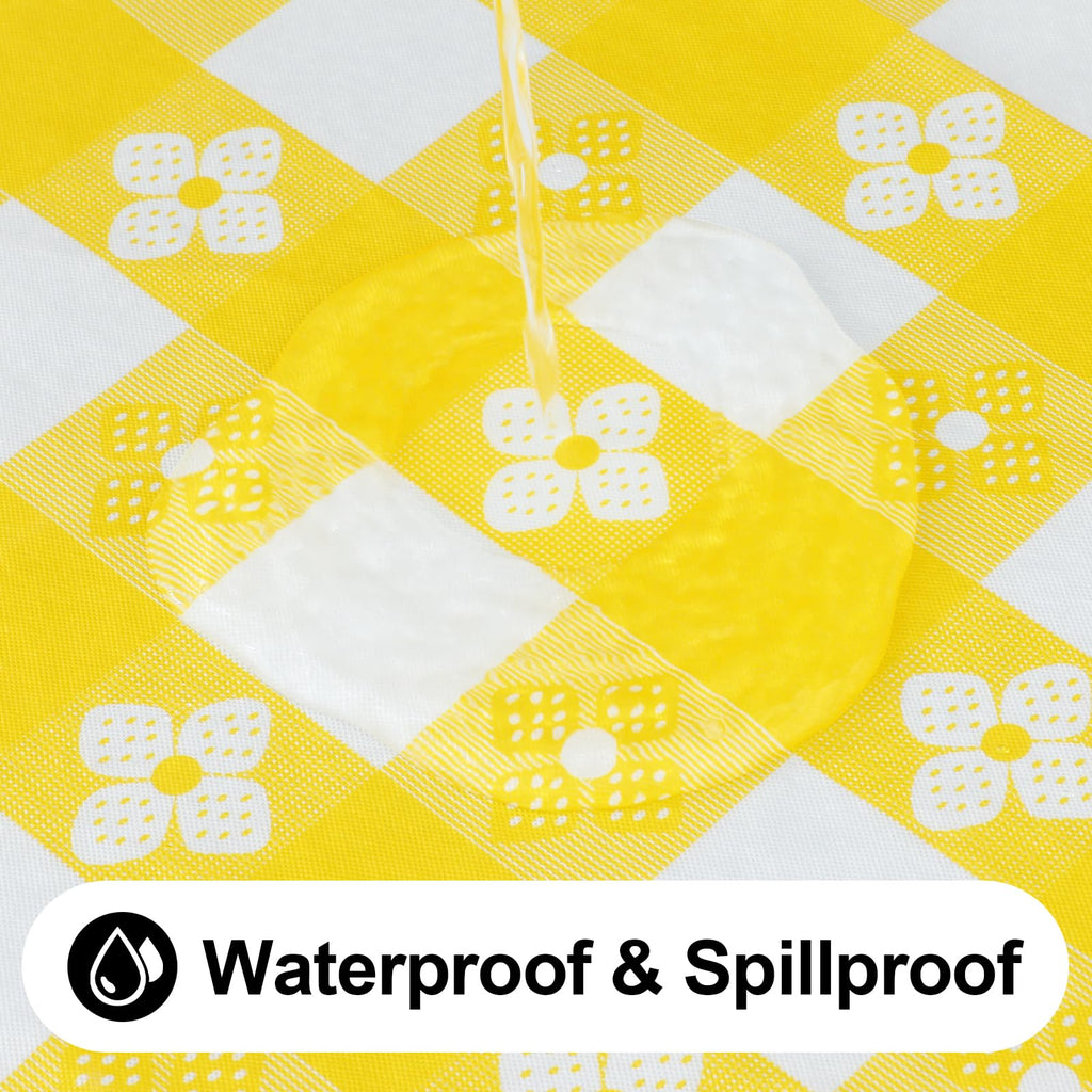 Spotjoy Rectangle Picnic Table Cloth, Waterproof Elastic Fitted Outdoor Table Covers For 8 Foot Tables, Flannel Backed Plastic T