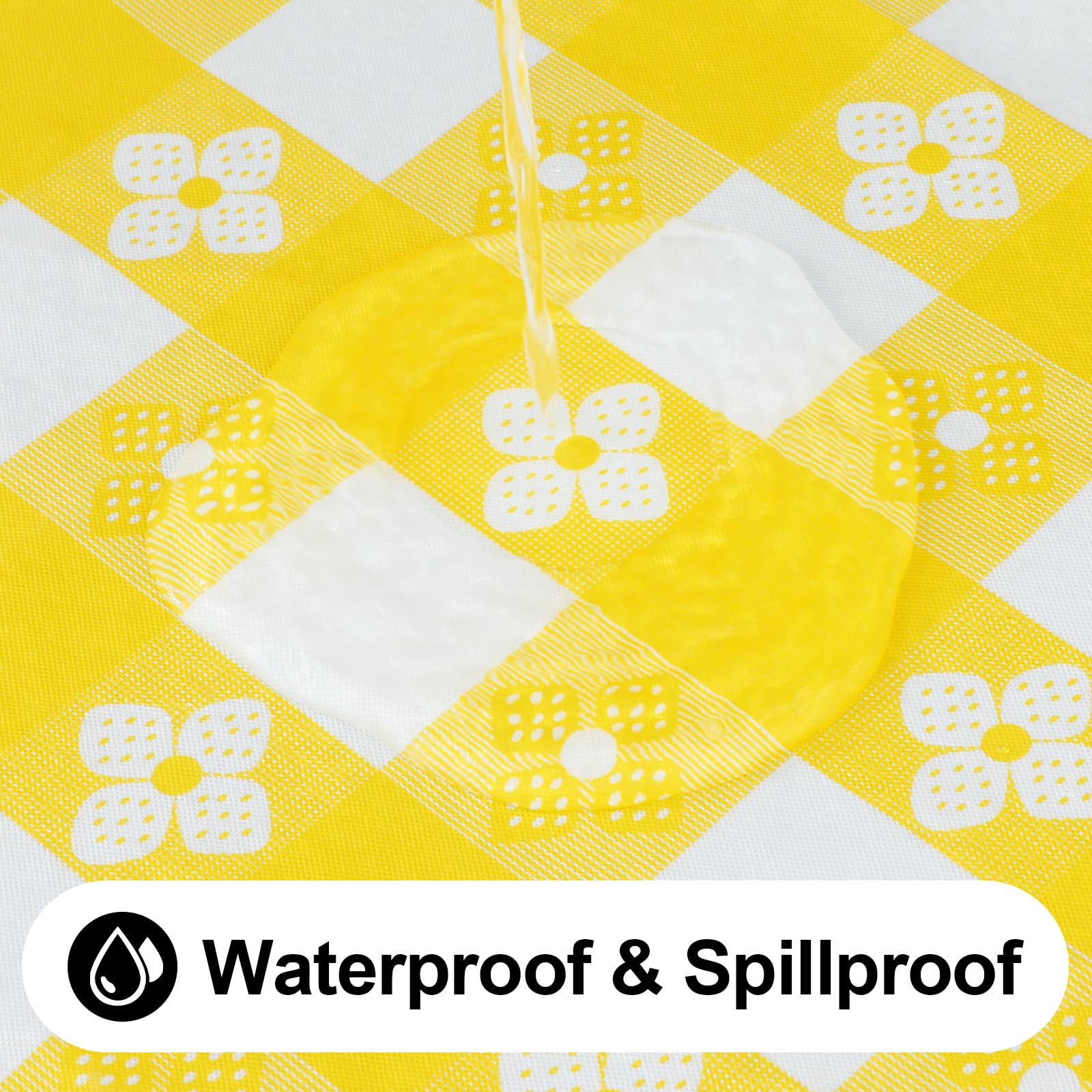 Spotjoy Rectangle Picnic Table Cloth, Waterproof Elastic Fitted Outdoor Table Covers For 8 Foot Tables, Flannel Backed Plastic T